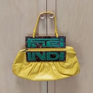 Fendi Yellow Leather Clutch/Handbag
